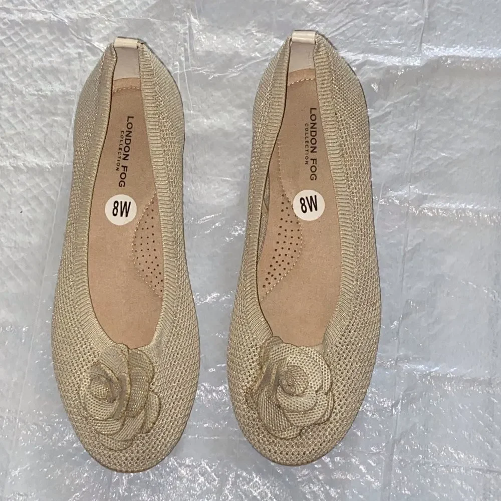 London Fog Women's Beige Floral Flats